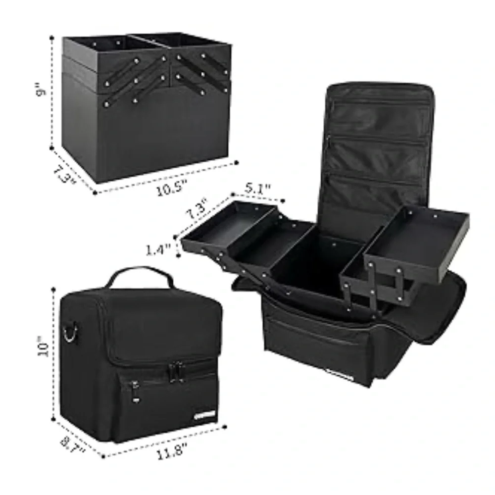 Large Cosmetic Organizer with Handle, Color: Black